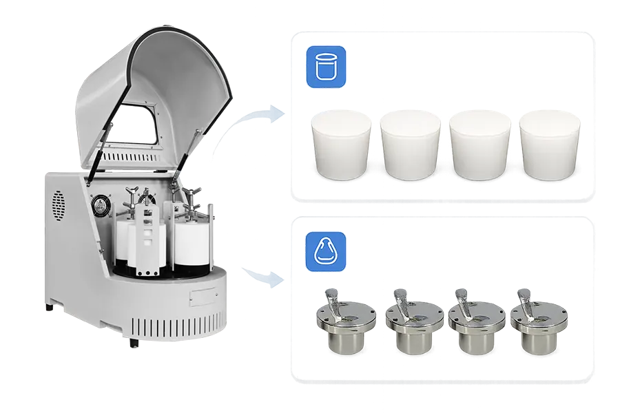 Broyeur planétaire à boulets XQM-4L et configuration de réservoir standard et de réservoir à vide