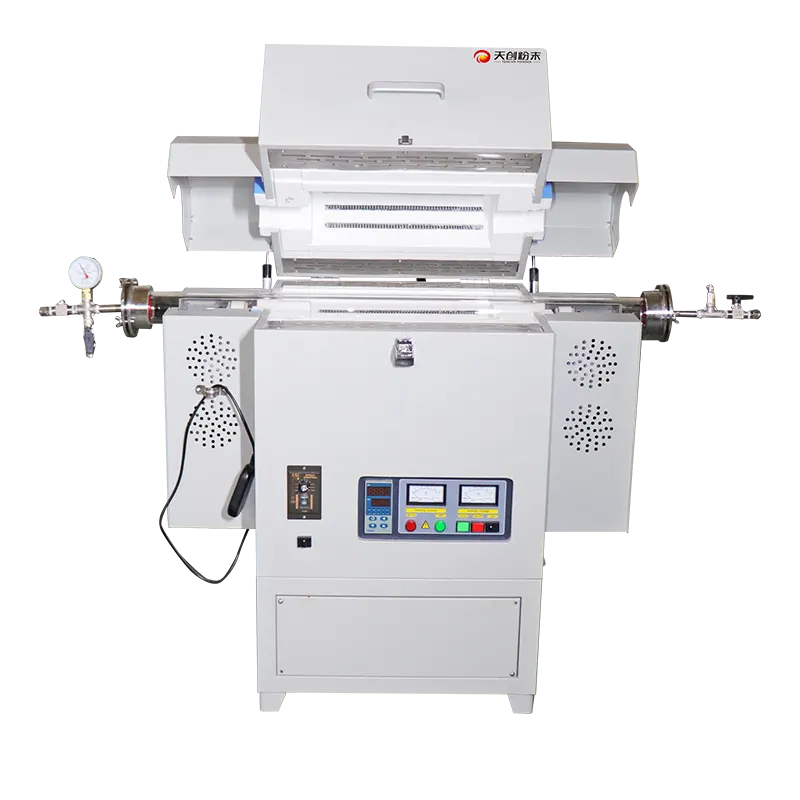Rotary tube furnace with controlled atmosphere and adjustable tube inclination