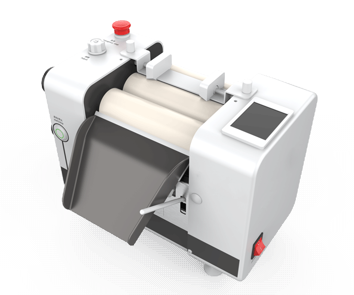 Three roll mill with three horizontal rolls for paste processing